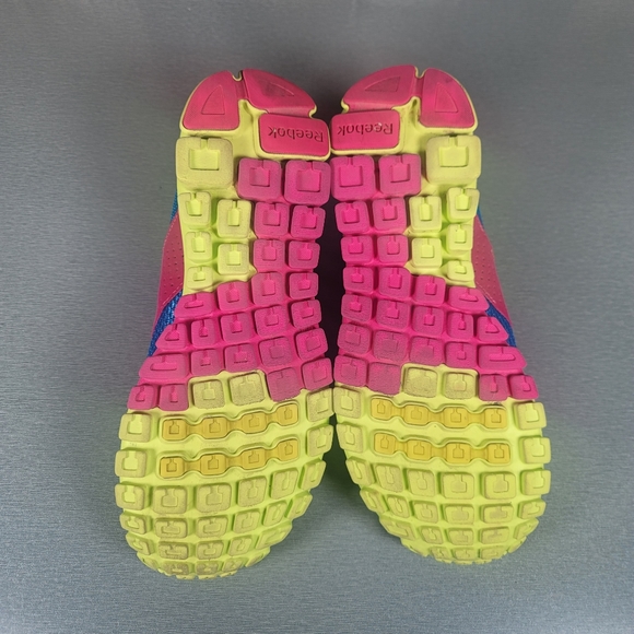 Reebok Realflex Run 2.0 Blue Neon Yellow Running Shoes Women's 7.5 - Picture 5 of 9